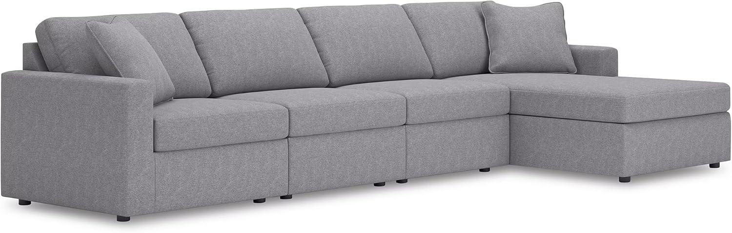 imageSignature Design by Ashley Modmax Contemporary Modular Stain Resistant 3Piece Sofa with Removable Zippered Covers and 2 Accent Pillows Reversible Back and Seat Cushions BlueLight Gray
