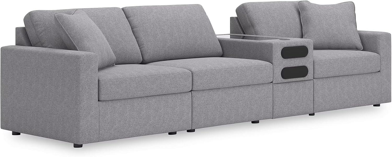 imageSignature Design by Ashley Modmax Contemporary Modular Stain Resistant 3Piece Sofa with Removable Zippered Covers and 2 Accent Pillows Reversible Back and Seat Cushions BlueLight Gray