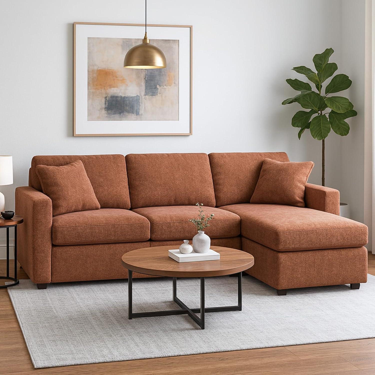 imageSignature Design by Ashley Modmax Contemporary Modular Stain Resistant 3Piece Sofa with Removable Zippered Covers and 2 Accent Pillows Reversible Back and Seat Cushions BlueBurnt Orange