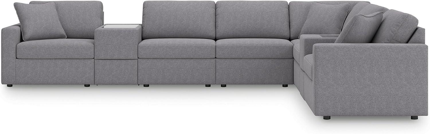 imageSignature Design by Ashley Modmax Contemporary Modular Stain Resistant 3Piece Sofa with Removable Zippered Covers and 2 Accent Pillows Reversible Back and Seat Cushions BlueLight Gray