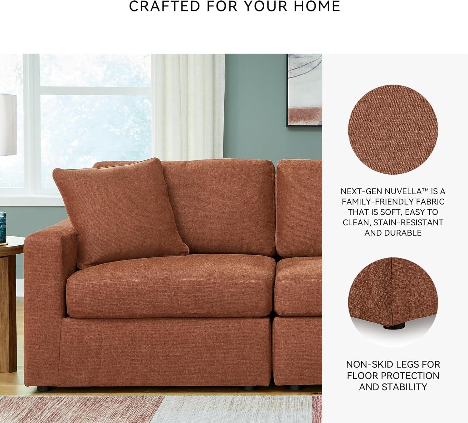 imageSignature Design by Ashley Modmax Contemporary Modular Stain Resistant 3Piece Sofa with Removable Zippered Covers and 2 Accent Pillows Reversible Back and Seat Cushions BlueBurnt Orange