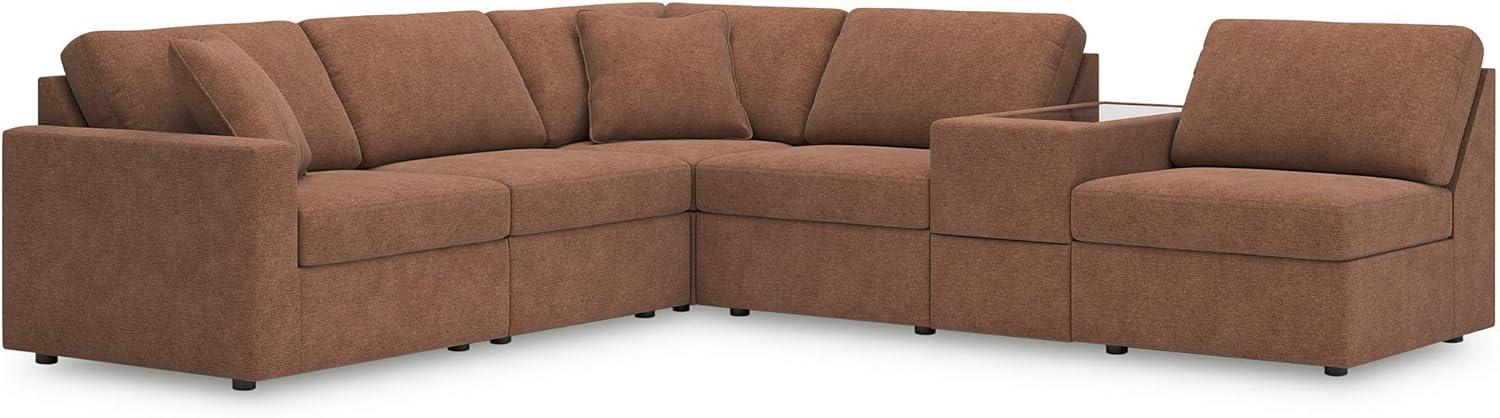 imageSignature Design by Ashley Modmax Contemporary Modular Stain Resistant 3Piece Sofa with Removable Zippered Covers and 2 Accent Pillows Reversible Back and Seat Cushions BlueBurnt Orange