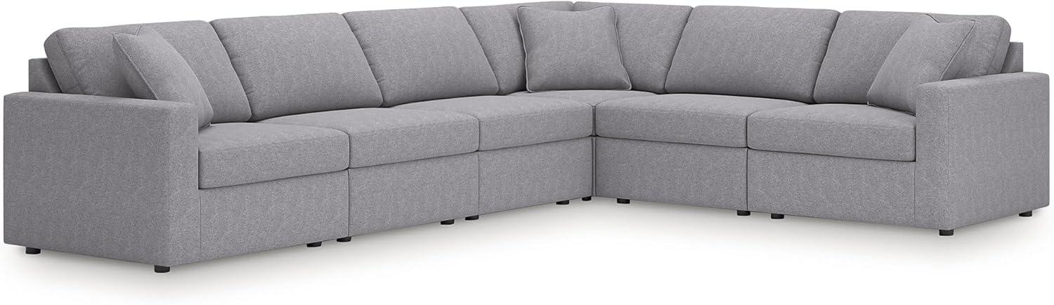imageSignature Design by Ashley Modmax Contemporary Modular Stain Resistant 3Piece Sofa with Removable Zippered Covers and 2 Accent Pillows Reversible Back and Seat Cushions BlueLight Gray