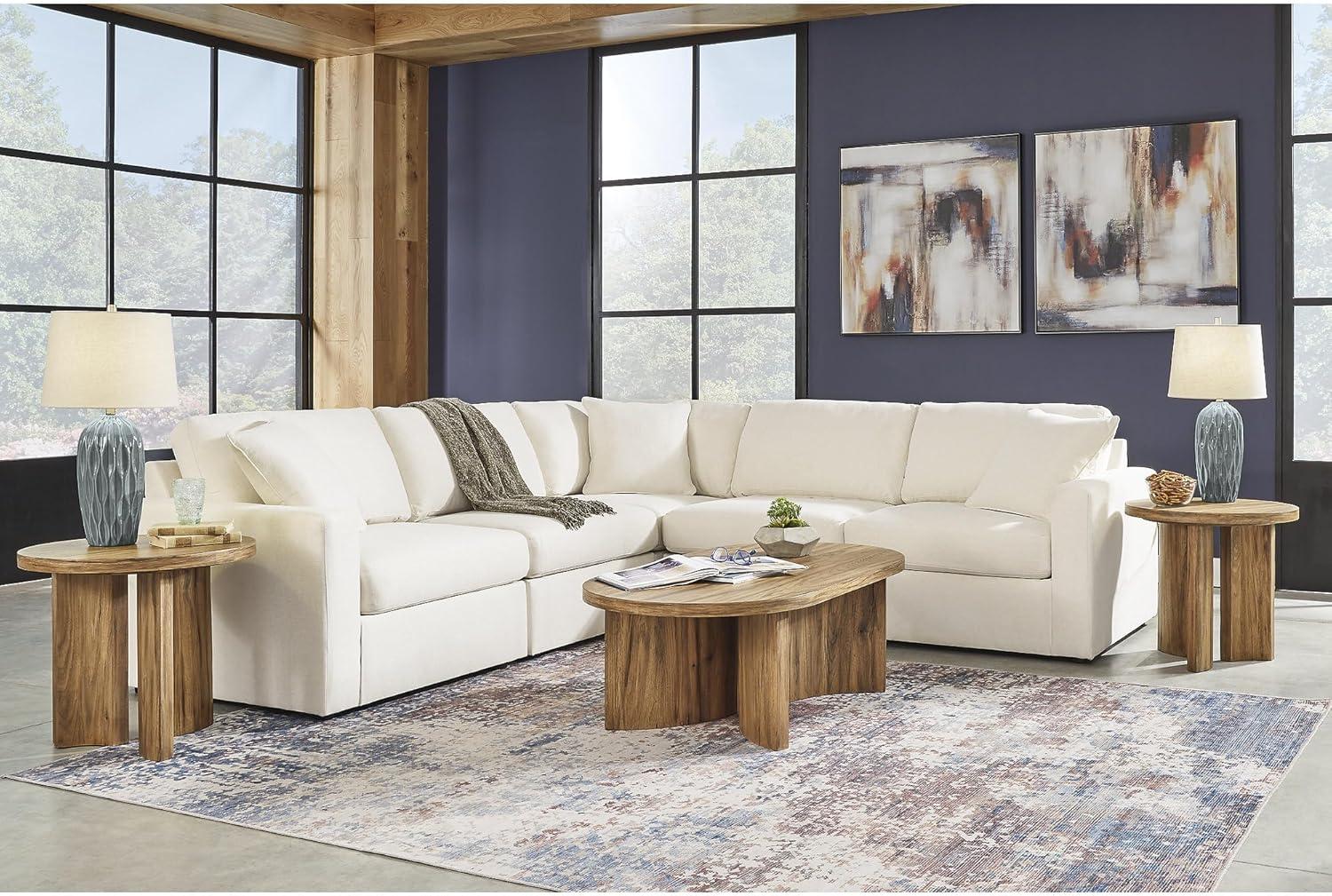 imageSignature Design by Ashley Modmax Contemporary Modular Stain Resistant 3Piece Sofa with Removable Zippered Covers and 2 Accent Pillows Reversible Back and Seat Cushions BlueBeige