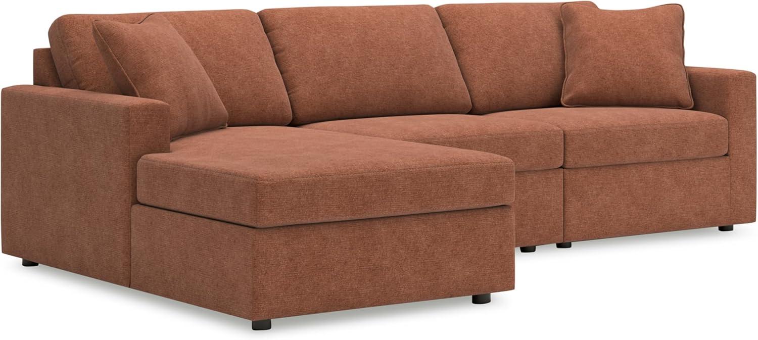 imageSignature Design by Ashley Modmax Contemporary Modular Stain Resistant 3Piece Sofa with Removable Zippered Covers and 2 Accent Pillows Reversible Back and Seat Cushions BlueBurnt Orange