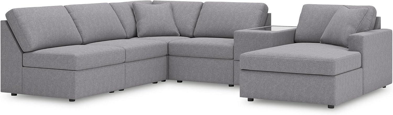 imageSignature Design by Ashley Modmax Contemporary Modular Stain Resistant 3Piece Sofa with Removable Zippered Covers and 2 Accent Pillows Reversible Back and Seat Cushions BlueLight Gray