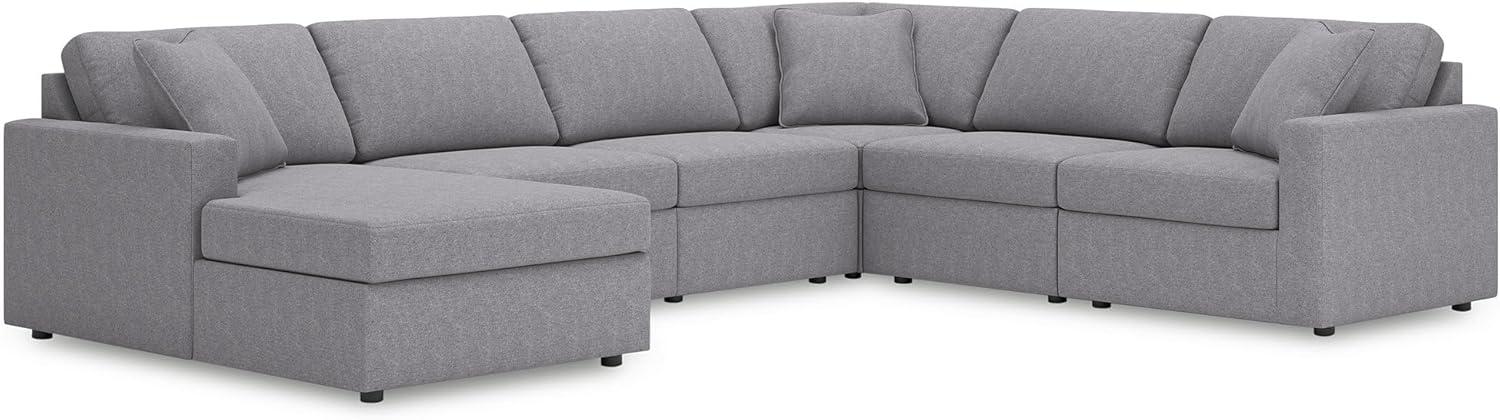 imageSignature Design by Ashley Modmax Contemporary Modular Stain Resistant 3Piece Sofa with Removable Zippered Covers and 2 Accent Pillows Reversible Back and Seat Cushions BlueLight Gray