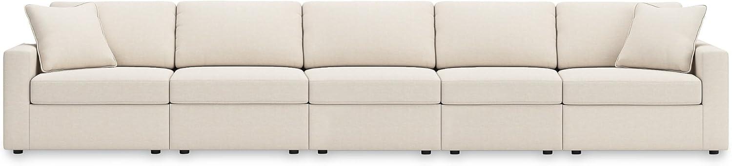imageSignature Design by Ashley Modmax Contemporary Modular Stain Resistant 3Piece Sofa with Removable Zippered Covers and 2 Accent Pillows Reversible Back and Seat Cushions BlueBeige