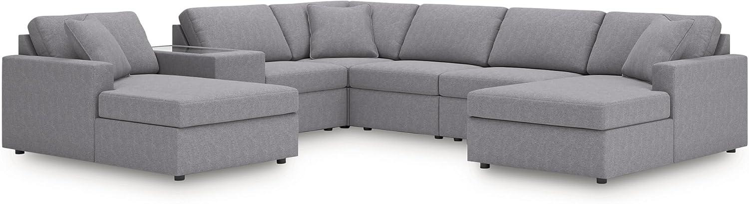 imageSignature Design by Ashley Modmax Contemporary Modular Stain Resistant 3Piece Sofa with Removable Zippered Covers and 2 Accent Pillows Reversible Back and Seat Cushions BlueLight Gray