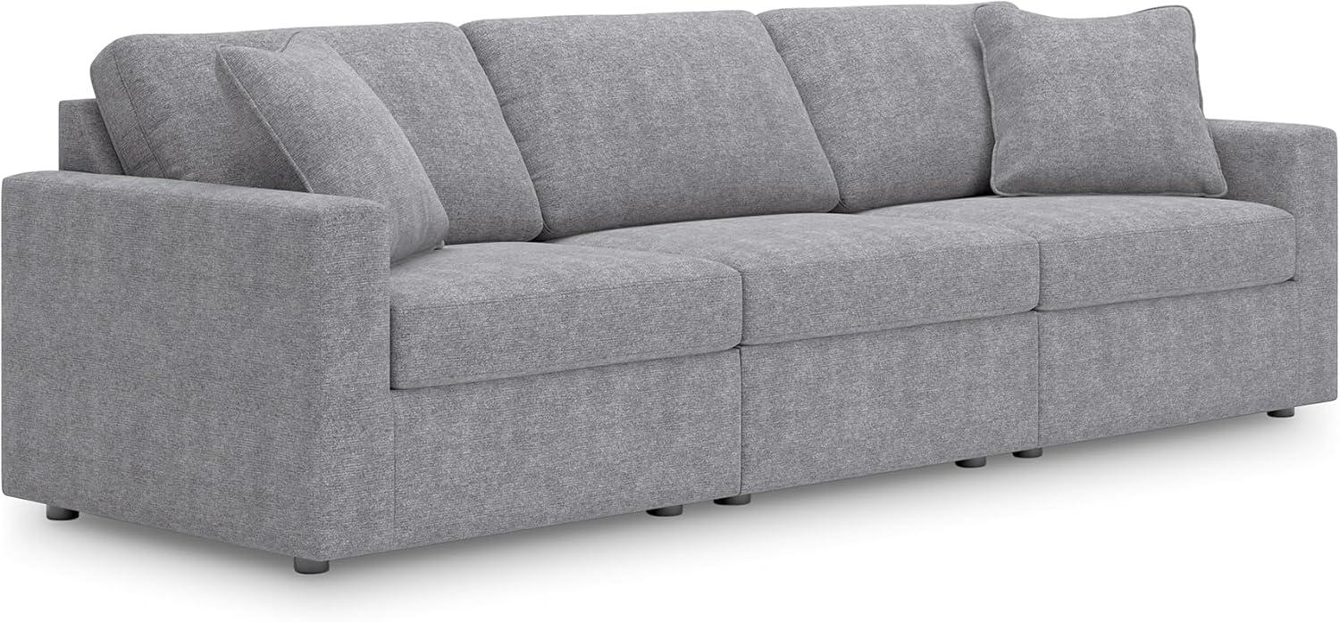imageSignature Design by Ashley Modmax Contemporary Modular Stain Resistant 3Piece Sofa with Removable Zippered Covers and 2 Accent Pillows Reversible Back and Seat Cushions BlueLight Gray
