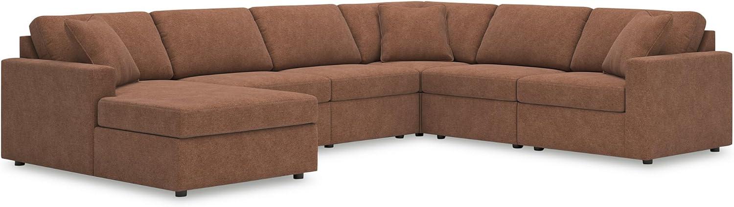 imageSignature Design by Ashley Modmax Contemporary Modular Stain Resistant 3Piece Sofa with Removable Zippered Covers and 2 Accent Pillows Reversible Back and Seat Cushions BlueBurnt Orange