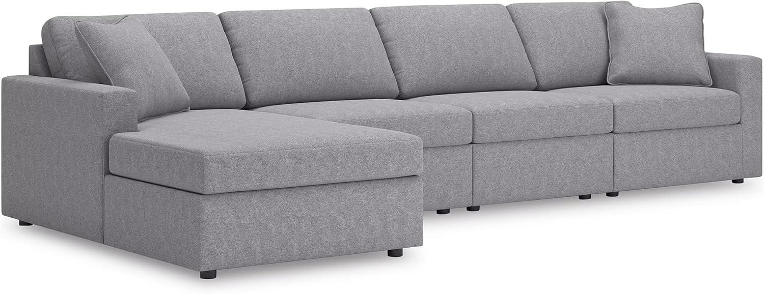 imageSignature Design by Ashley Modmax Contemporary Modular Stain Resistant 3Piece Sofa with Removable Zippered Covers and 2 Accent Pillows Reversible Back and Seat Cushions BlueLight Gray