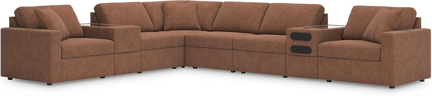 imageSignature Design by Ashley Modmax Contemporary Modular Stain Resistant 3Piece Sofa with Removable Zippered Covers and 2 Accent Pillows Reversible Back and Seat Cushions BlueBurnt Orange