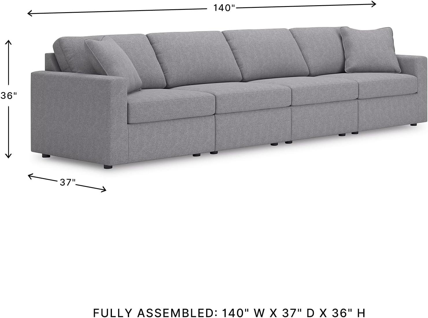 imageSignature Design by Ashley Modmax Contemporary Modular Stain Resistant 3Piece Sofa with Removable Zippered Covers and 2 Accent Pillows Reversible Back and Seat Cushions BlueLight Gray