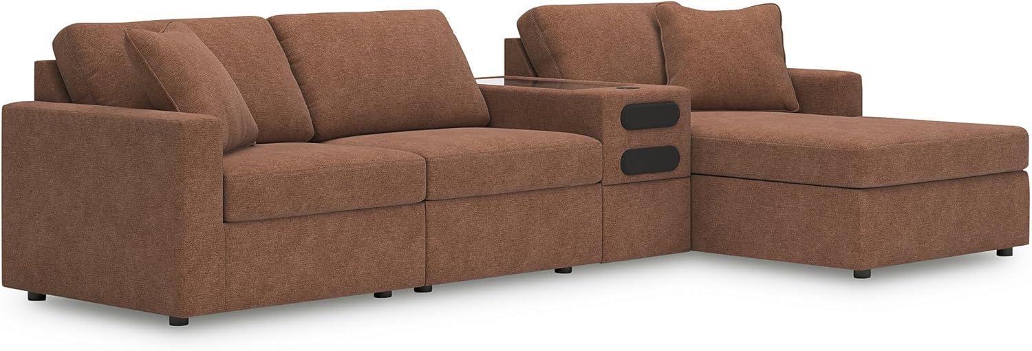 imageSignature Design by Ashley Modmax Contemporary Modular Stain Resistant 3Piece Sofa with Removable Zippered Covers and 2 Accent Pillows Reversible Back and Seat Cushions BlueBurnt Orange