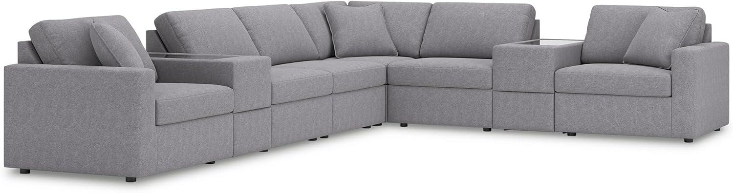 imageSignature Design by Ashley Modmax Contemporary Modular Stain Resistant 3Piece Sofa with Removable Zippered Covers and 2 Accent Pillows Reversible Back and Seat Cushions BlueLight Gray