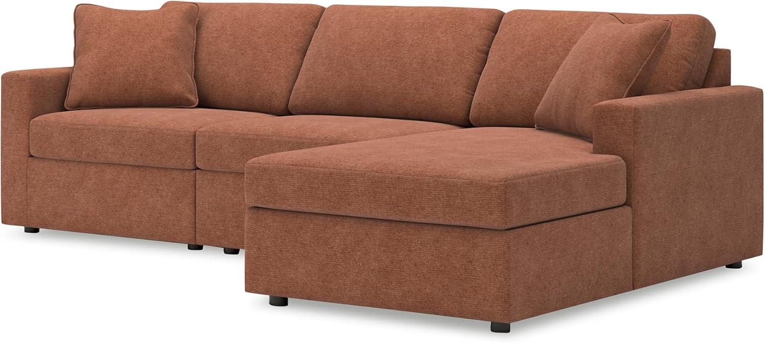 imageSignature Design by Ashley Modmax Contemporary Modular Stain Resistant 3Piece Sofa with Removable Zippered Covers and 2 Accent Pillows Reversible Back and Seat Cushions BlueBurnt Orange
