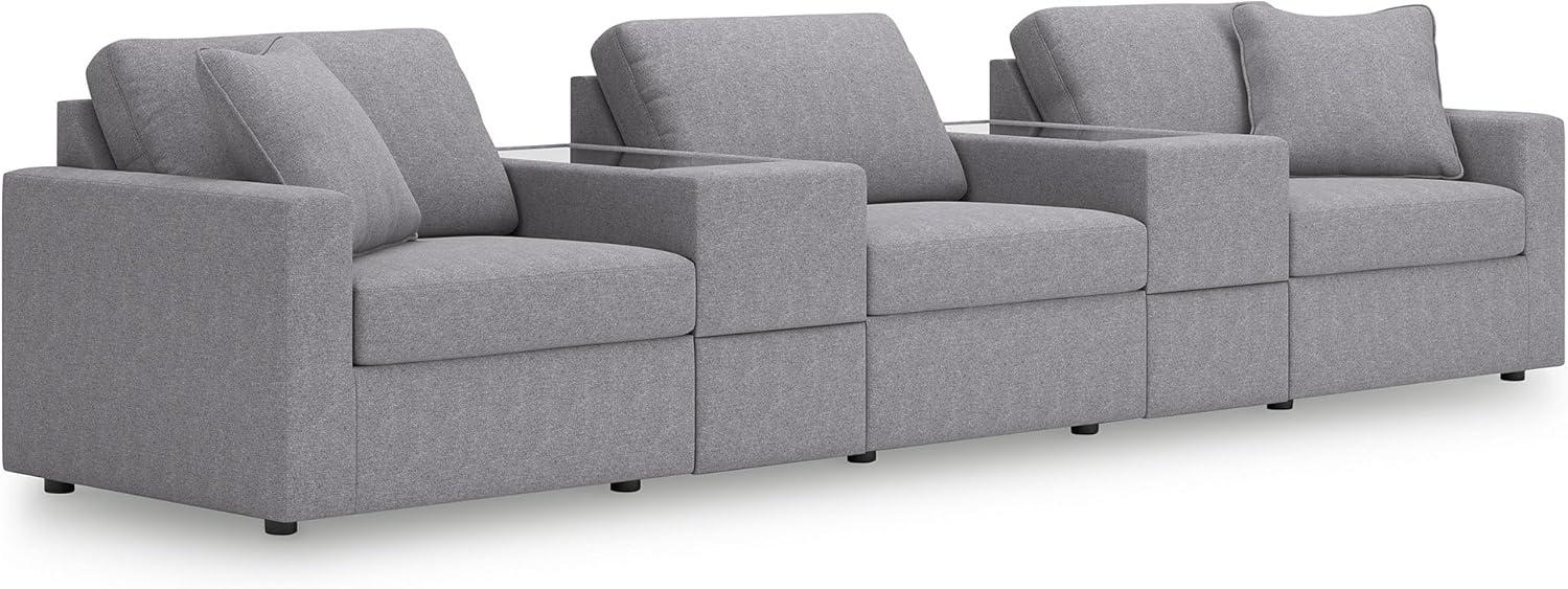 imageSignature Design by Ashley Modmax Contemporary Modular Stain Resistant 3Piece Sofa with Removable Zippered Covers and 2 Accent Pillows Reversible Back and Seat Cushions BlueLight Gray