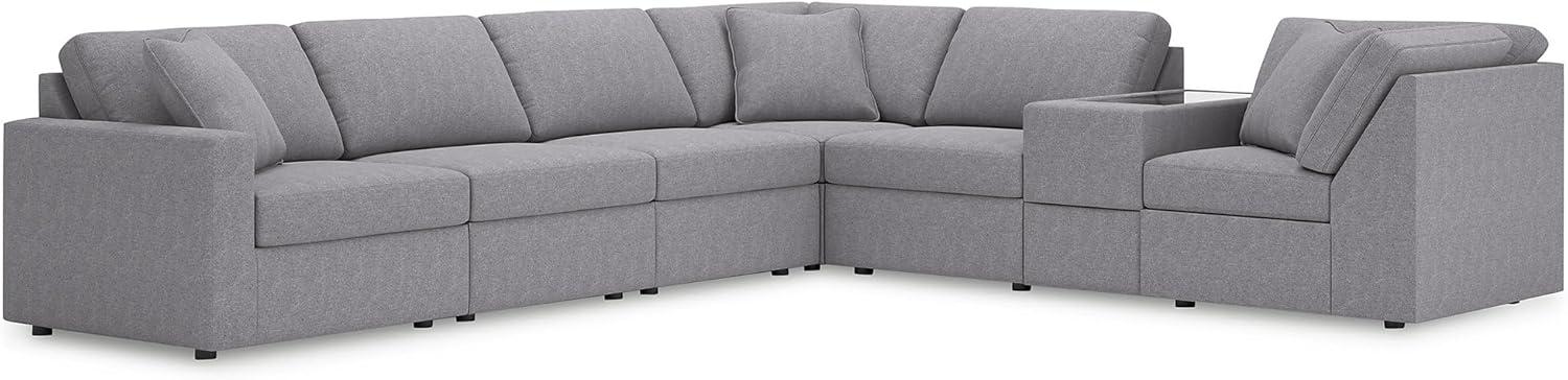 imageSignature Design by Ashley Modmax Contemporary Modular Stain Resistant 3Piece Sofa with Removable Zippered Covers and 2 Accent Pillows Reversible Back and Seat Cushions BlueLight Gray