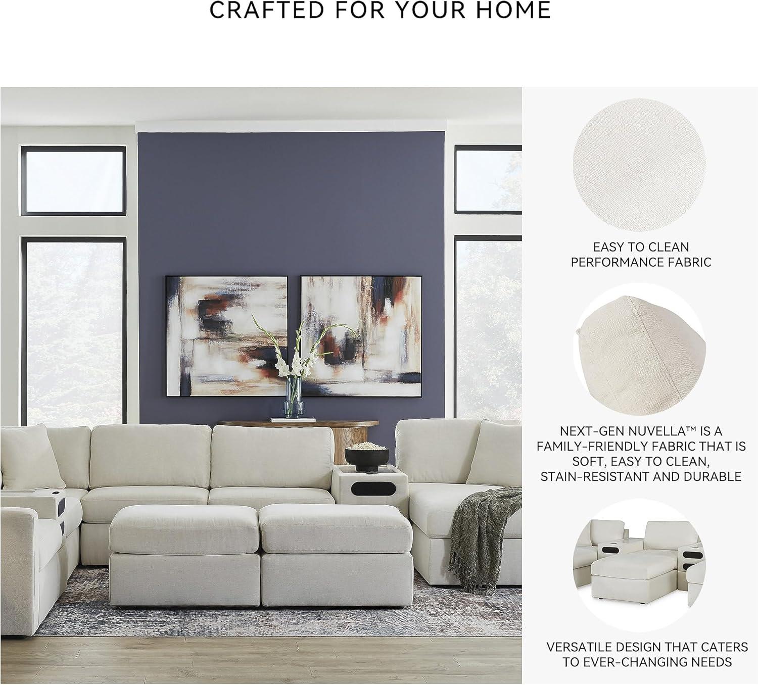 imageSignature Design by Ashley Modmax Contemporary Modular Stain Resistant 3Piece Sofa with Removable Zippered Covers and 2 Accent Pillows Reversible Back and Seat Cushions BlueBeige