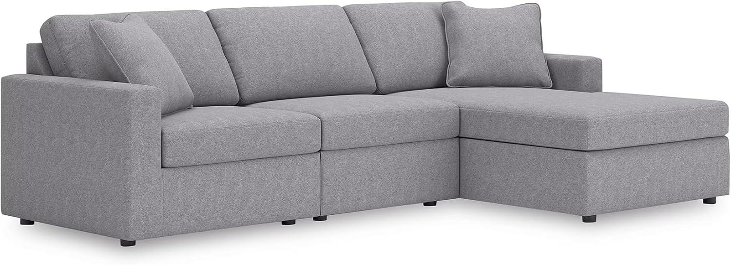 imageSignature Design by Ashley Modmax Contemporary Modular Stain Resistant 3Piece Sofa with Removable Zippered Covers and 2 Accent Pillows Reversible Back and Seat Cushions BlueLight Gray