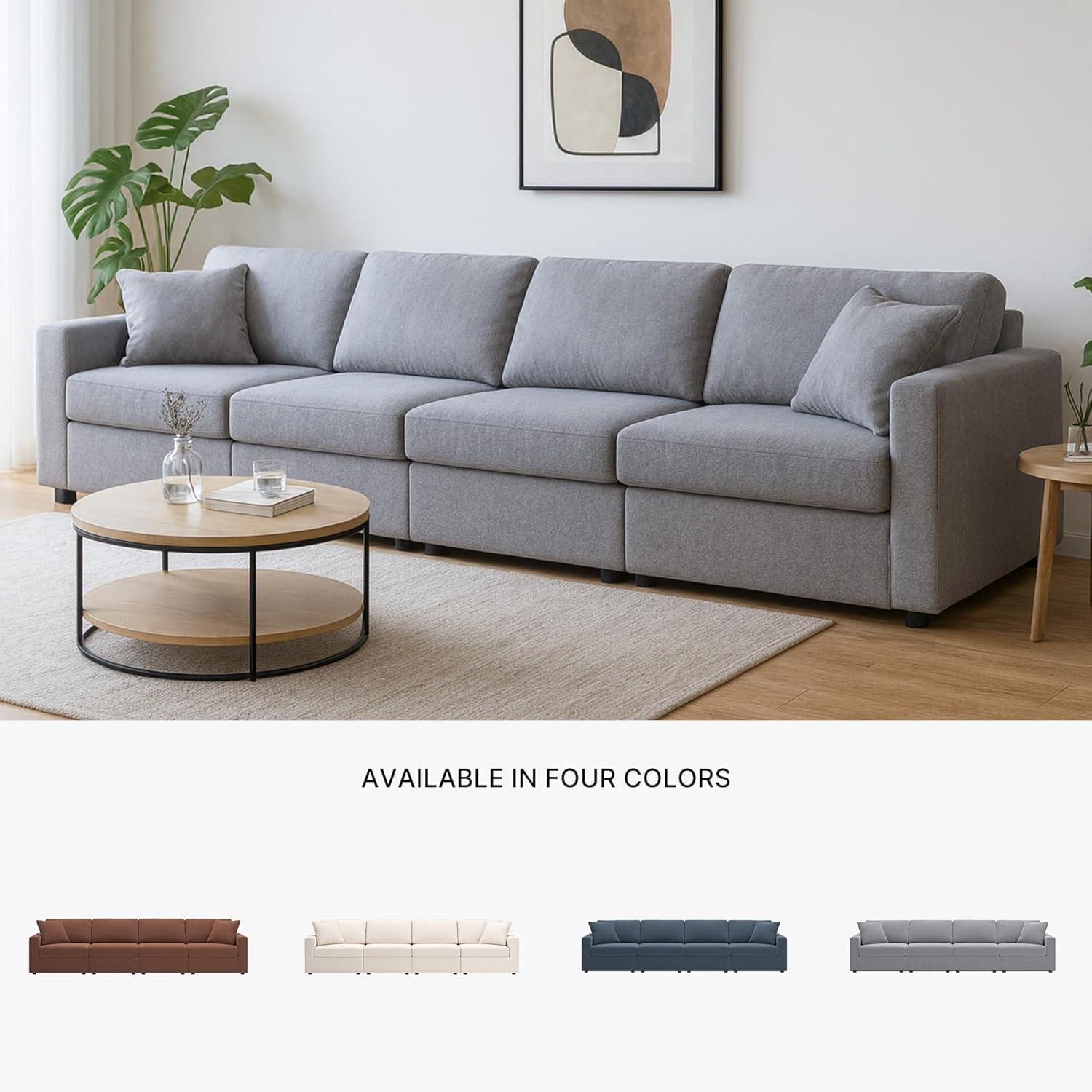 imageSignature Design by Ashley Modmax Contemporary Modular Stain Resistant 3Piece Sofa with Removable Zippered Covers and 2 Accent Pillows Reversible Back and Seat Cushions BlueLight Gray