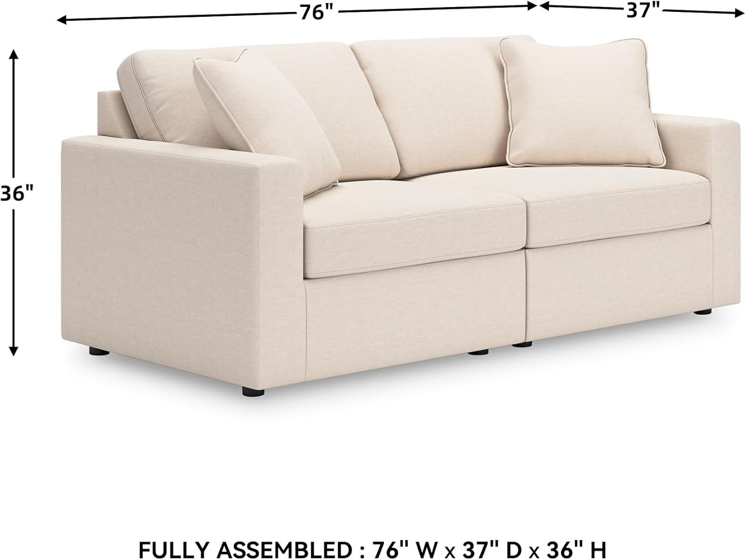 imageSignature Design by Ashley Modmax Contemporary Modular Stain Resistant 3Piece Sofa with Removable Zippered Covers and 2 Accent Pillows Reversible Back and Seat Cushions BlueBeige