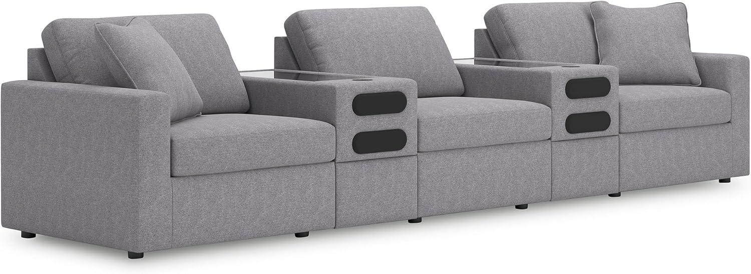 imageSignature Design by Ashley Modmax Contemporary Modular Stain Resistant 3Piece Sofa with Removable Zippered Covers and 2 Accent Pillows Reversible Back and Seat Cushions BlueLight Gray