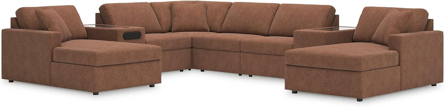 imageSignature Design by Ashley Modmax Contemporary Modular Stain Resistant 3Piece Sofa with Removable Zippered Covers and 2 Accent Pillows Reversible Back and Seat Cushions BlueBurnt Orange