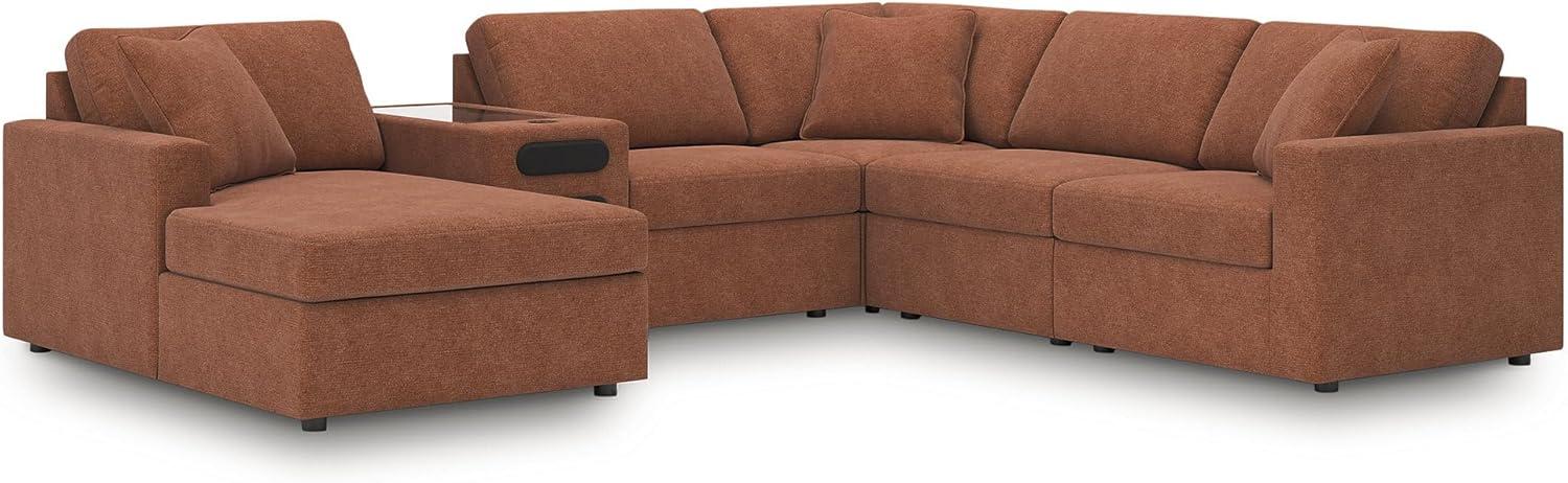 imageSignature Design by Ashley Modmax Contemporary Modular Stain Resistant 3Piece Sofa with Removable Zippered Covers and 2 Accent Pillows Reversible Back and Seat Cushions BlueBurnt Orange