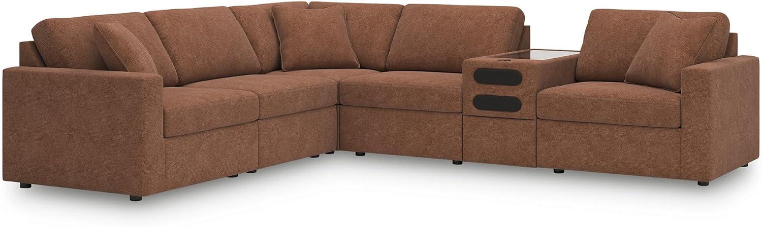 imageSignature Design by Ashley Modmax Contemporary Modular Stain Resistant 3Piece Sofa with Removable Zippered Covers and 2 Accent Pillows Reversible Back and Seat Cushions BlueBurnt Orange