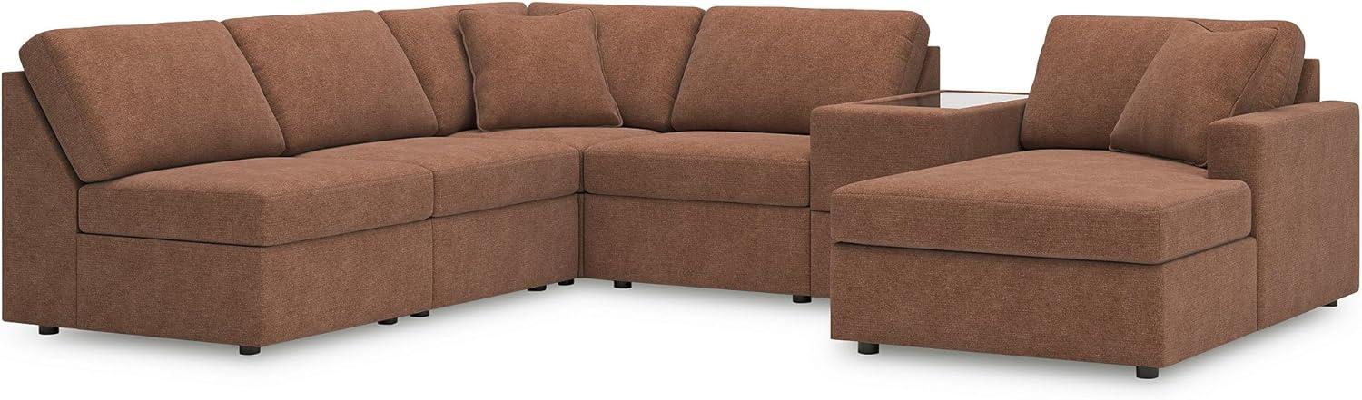 imageSignature Design by Ashley Modmax Contemporary Modular Stain Resistant 3Piece Sofa with Removable Zippered Covers and 2 Accent Pillows Reversible Back and Seat Cushions BlueBurnt Orange