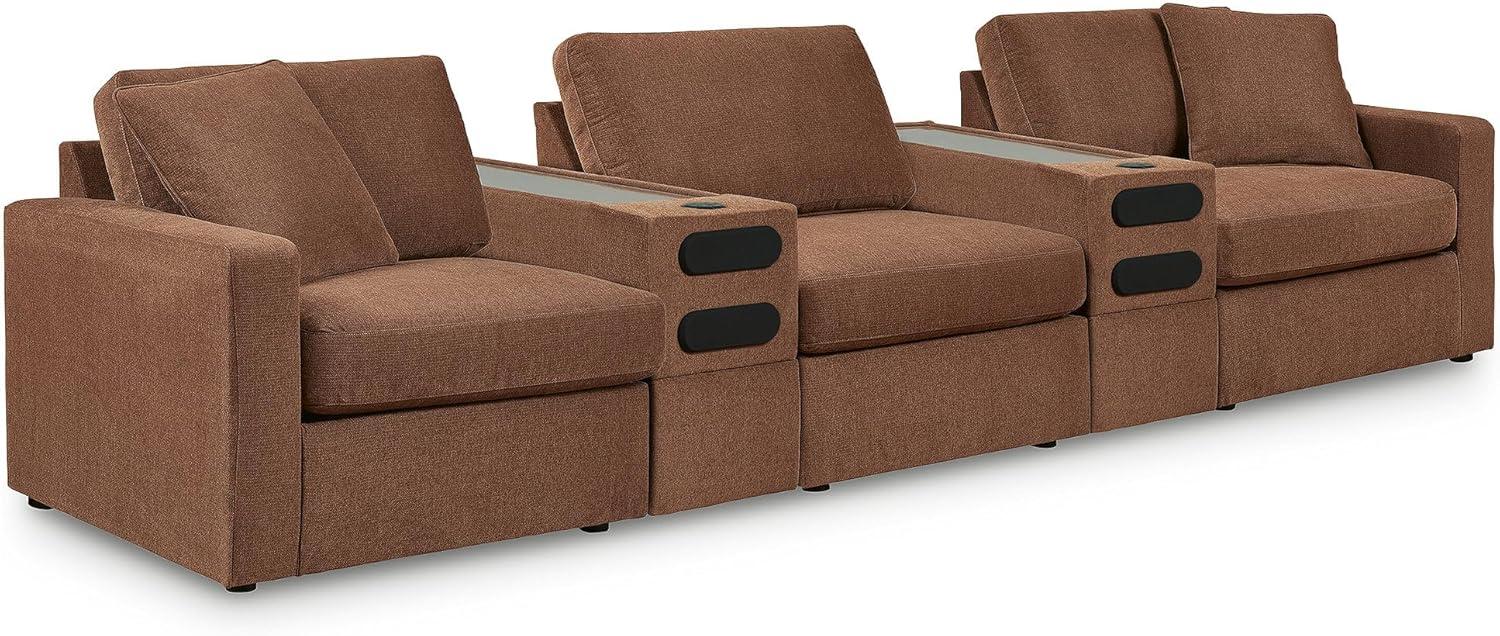 imageSignature Design by Ashley Modmax Contemporary Modular Stain Resistant 3Piece Sofa with Removable Zippered Covers and 2 Accent Pillows Reversible Back and Seat Cushions BlueBurnt Orange