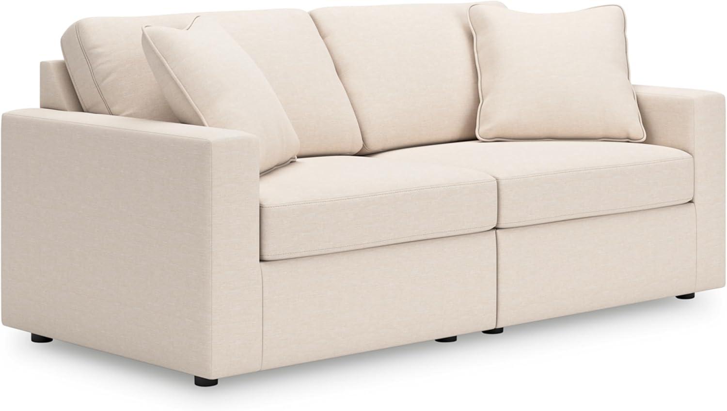 imageSignature Design by Ashley Modmax Contemporary Modular Stain Resistant 3Piece Sofa with Removable Zippered Covers and 2 Accent Pillows Reversible Back and Seat Cushions BlueBeige