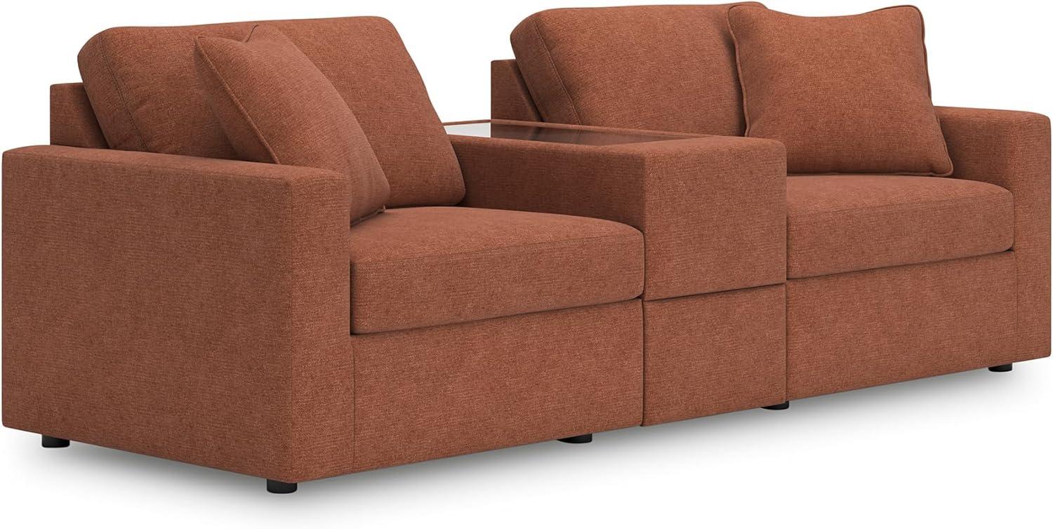 imageSignature Design by Ashley Modmax Contemporary Modular Stain Resistant 3Piece Sofa with Removable Zippered Covers and 2 Accent Pillows Reversible Back and Seat Cushions BlueBurnt Orange