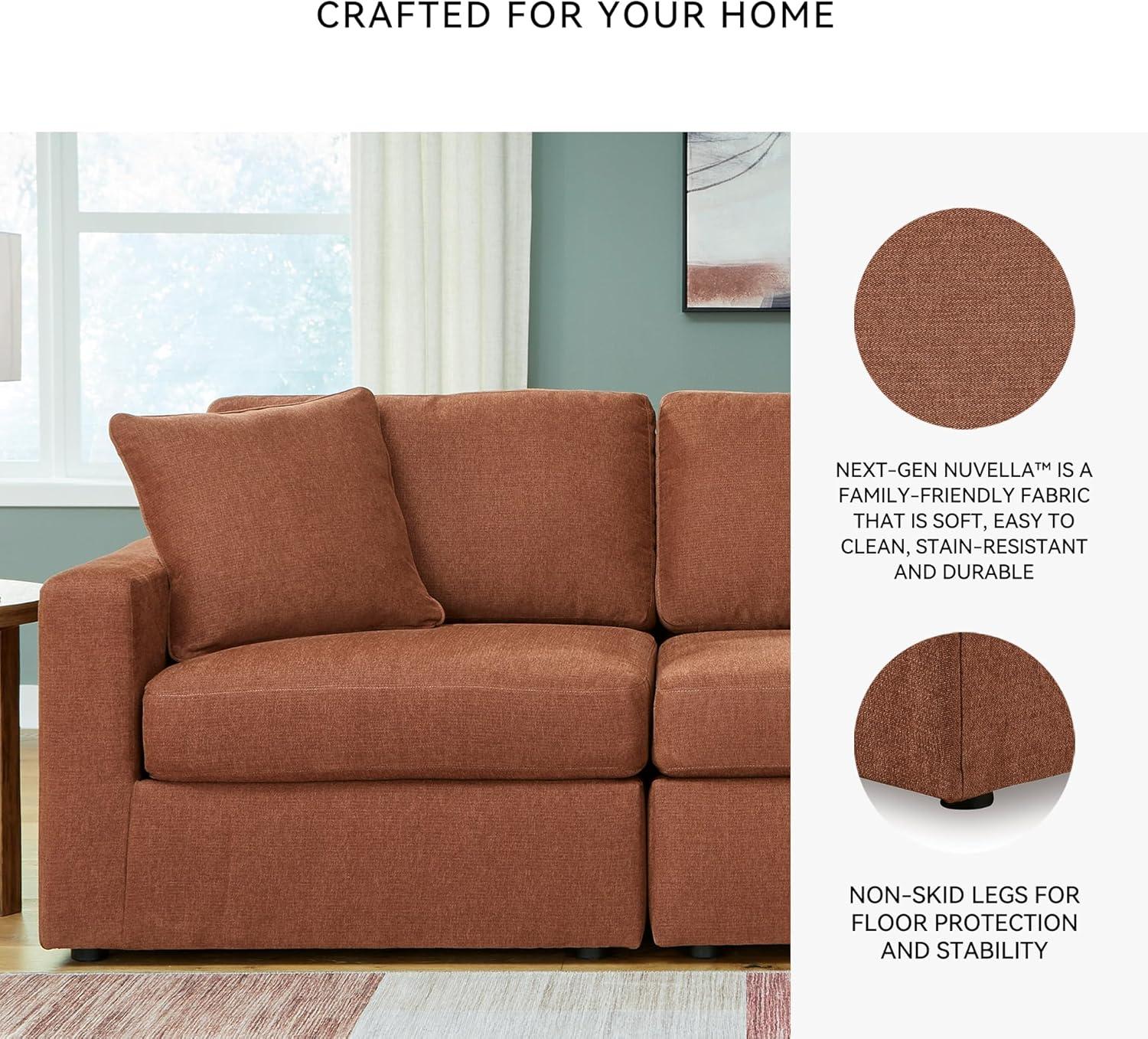imageSignature Design by Ashley Modmax Contemporary Modular Stain Resistant 3Piece Sofa with Removable Zippered Covers and 2 Accent Pillows Reversible Back and Seat Cushions BlueBurnt Orange