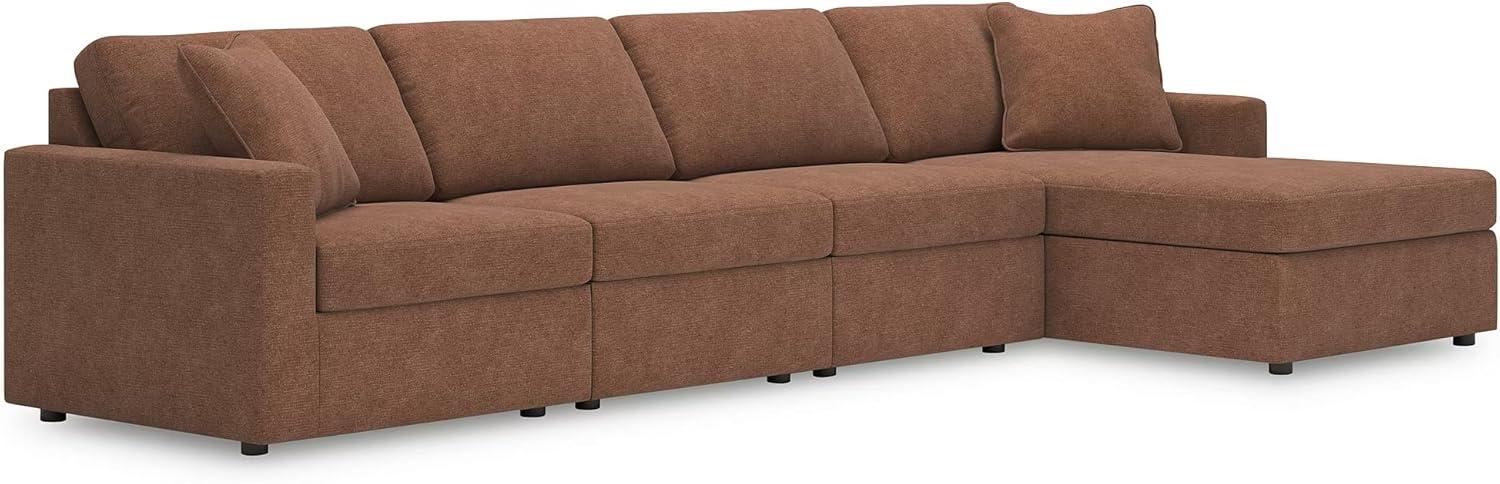 imageSignature Design by Ashley Modmax Contemporary Modular Stain Resistant 3Piece Sofa with Removable Zippered Covers and 2 Accent Pillows Reversible Back and Seat Cushions BlueBurnt Orange