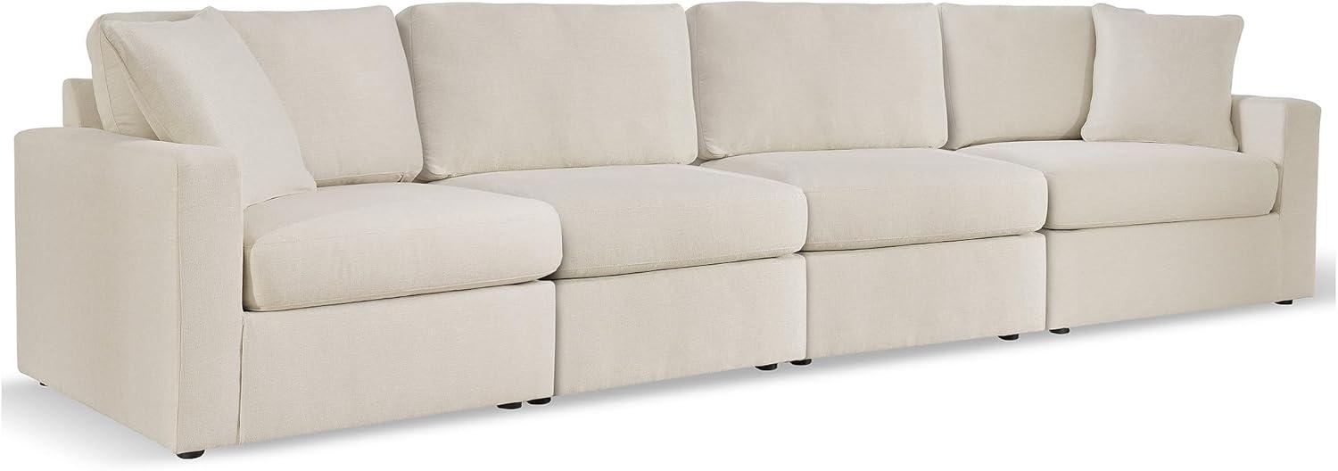 imageSignature Design by Ashley Modmax Contemporary Modular Stain Resistant 3Piece Sofa with Removable Zippered Covers and 2 Accent Pillows Reversible Back and Seat Cushions BlueBeige