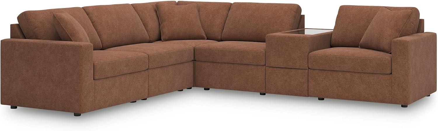 imageSignature Design by Ashley Modmax Contemporary Modular Stain Resistant 3Piece Sofa with Removable Zippered Covers and 2 Accent Pillows Reversible Back and Seat Cushions BlueBurnt Orange