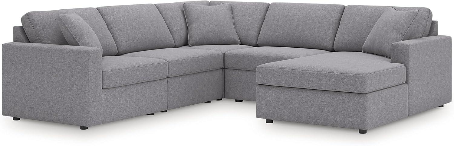 imageSignature Design by Ashley Modmax Contemporary Modular Stain Resistant 3Piece Sofa with Removable Zippered Covers and 2 Accent Pillows Reversible Back and Seat Cushions BlueLight Gray
