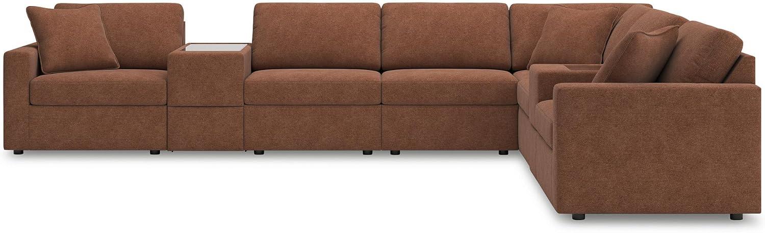 imageSignature Design by Ashley Modmax Contemporary Modular Stain Resistant 3Piece Sofa with Removable Zippered Covers and 2 Accent Pillows Reversible Back and Seat Cushions BlueBurnt Orange
