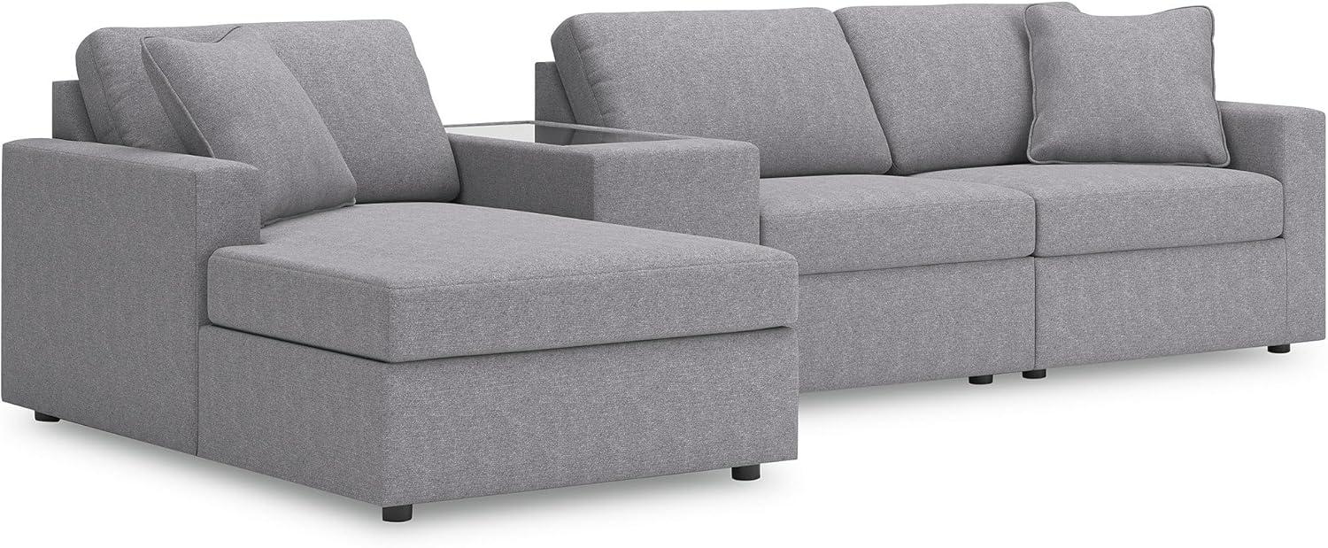 imageSignature Design by Ashley Modmax Contemporary Modular Stain Resistant 3Piece Sofa with Removable Zippered Covers and 2 Accent Pillows Reversible Back and Seat Cushions BlueLight Gray