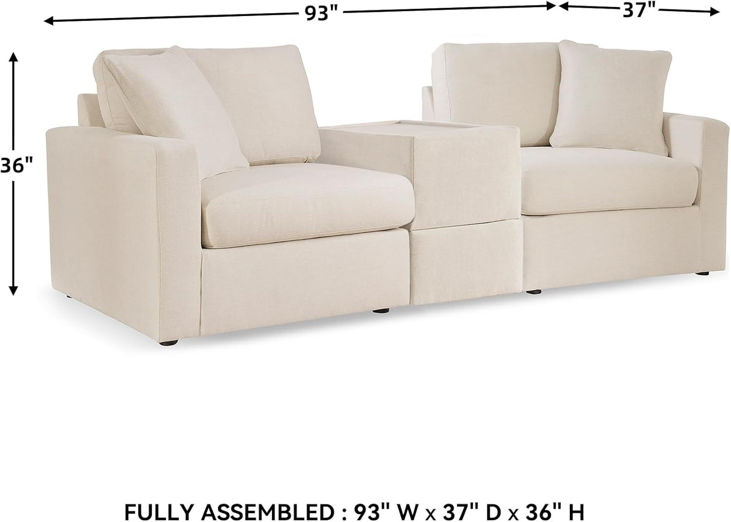 imageSignature Design by Ashley Modmax Contemporary Modular Stain Resistant 3Piece Sofa with Removable Zippered Covers and 2 Accent Pillows Reversible Back and Seat Cushions BlueBeige