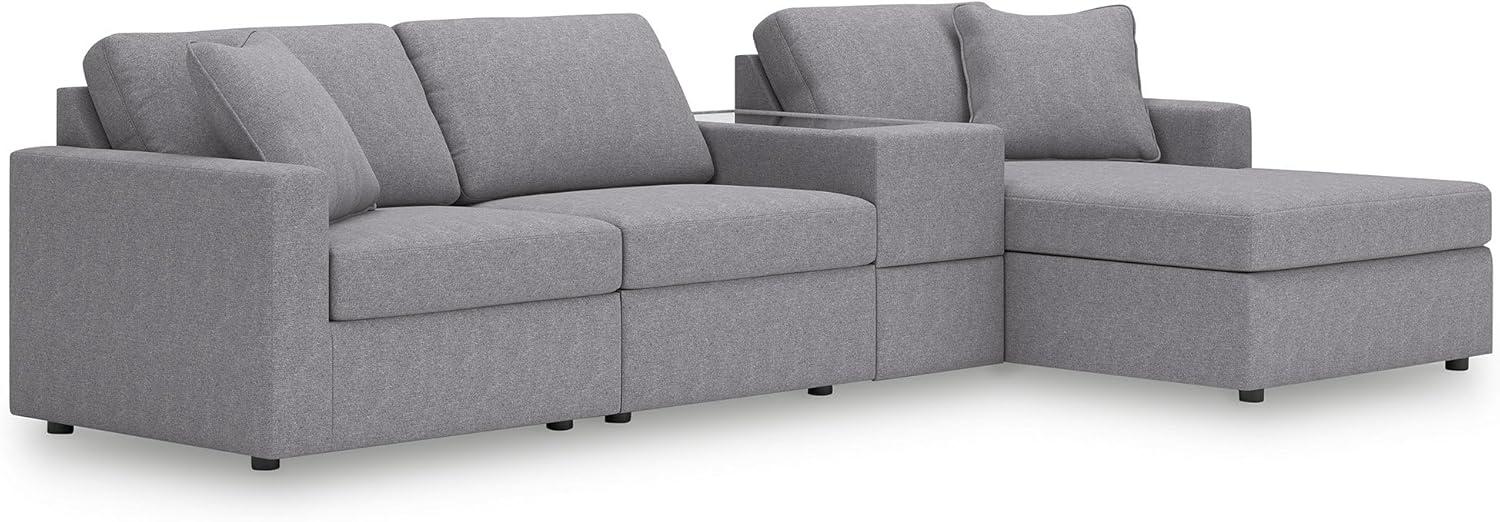 imageSignature Design by Ashley Modmax Contemporary Modular Stain Resistant 3Piece Sofa with Removable Zippered Covers and 2 Accent Pillows Reversible Back and Seat Cushions BlueLight Gray