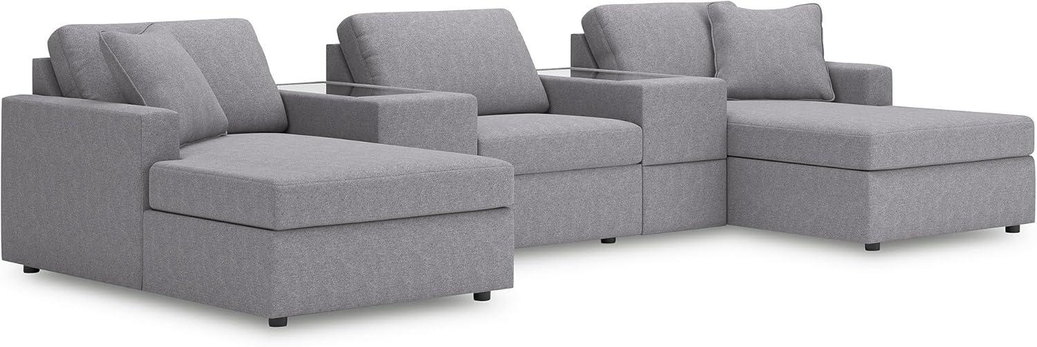 imageSignature Design by Ashley Modmax Contemporary Modular Stain Resistant 3Piece Sofa with Removable Zippered Covers and 2 Accent Pillows Reversible Back and Seat Cushions BlueLight Gray