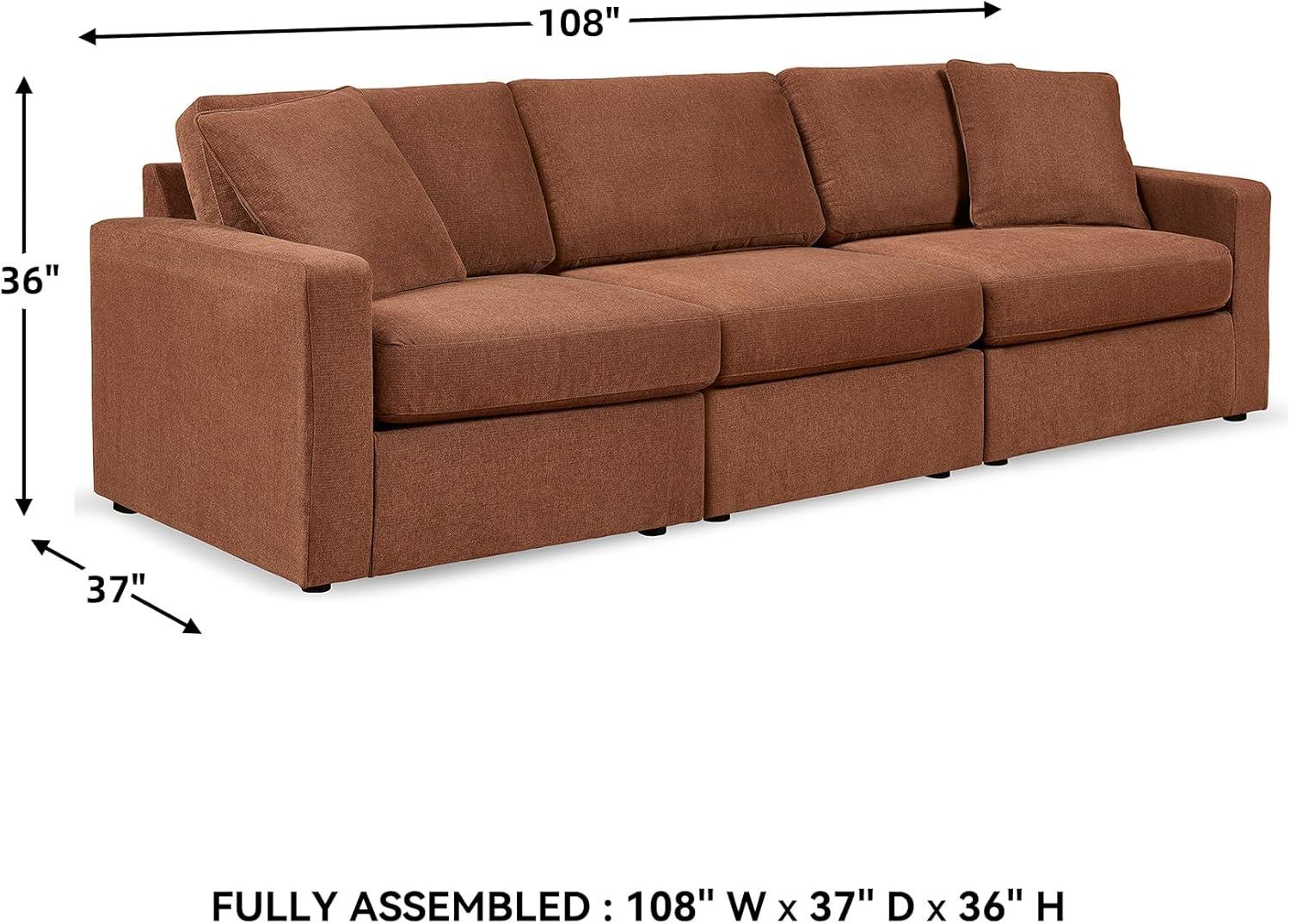 imageSignature Design by Ashley Modmax Contemporary Modular Stain Resistant 3Piece Sofa with Removable Zippered Covers and 2 Accent Pillows Reversible Back and Seat Cushions BlueBurnt Orange