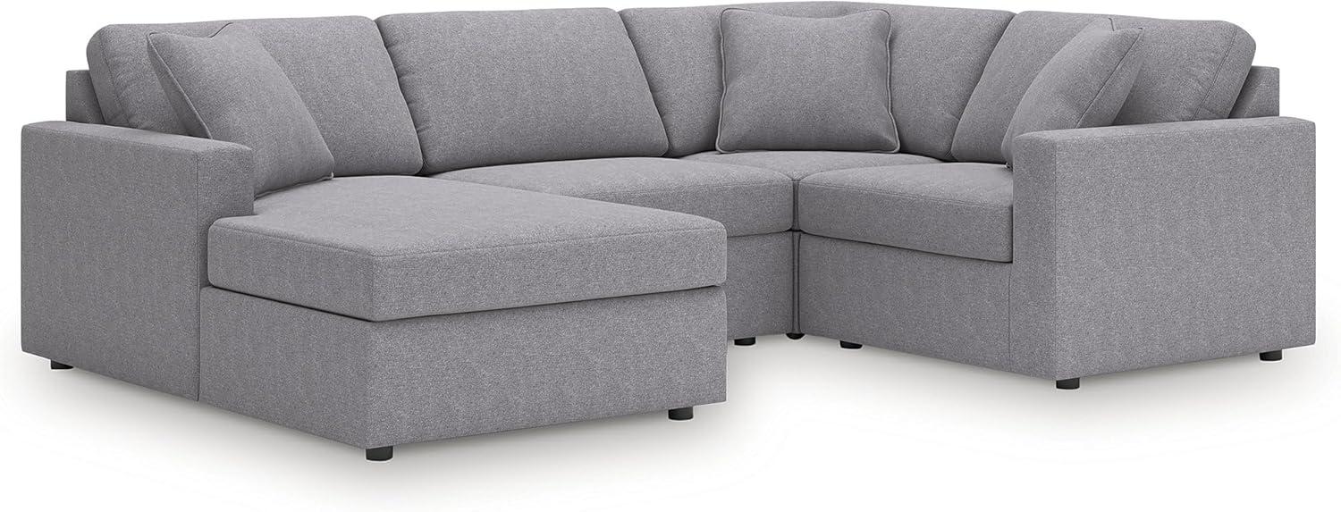 imageSignature Design by Ashley Modmax Contemporary Modular Stain Resistant 3Piece Sofa with Removable Zippered Covers and 2 Accent Pillows Reversible Back and Seat Cushions BlueLight Gray