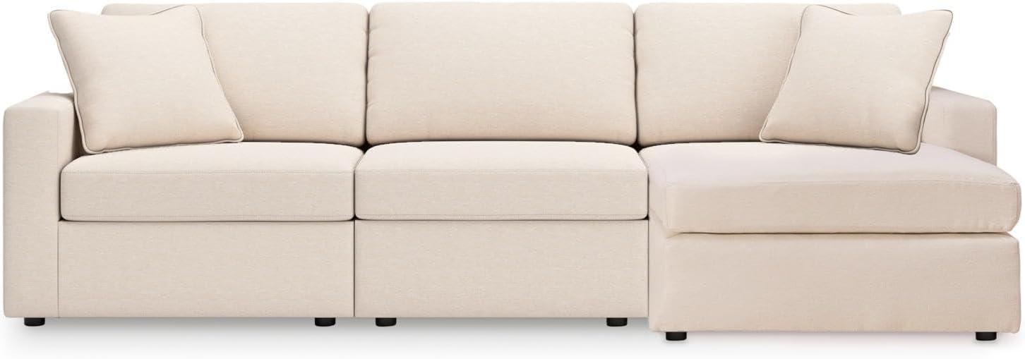 imageSignature Design by Ashley Modmax Contemporary Modular Stain Resistant 3Piece Sofa with Removable Zippered Covers and 2 Accent Pillows Reversible Back and Seat Cushions BlueBeige