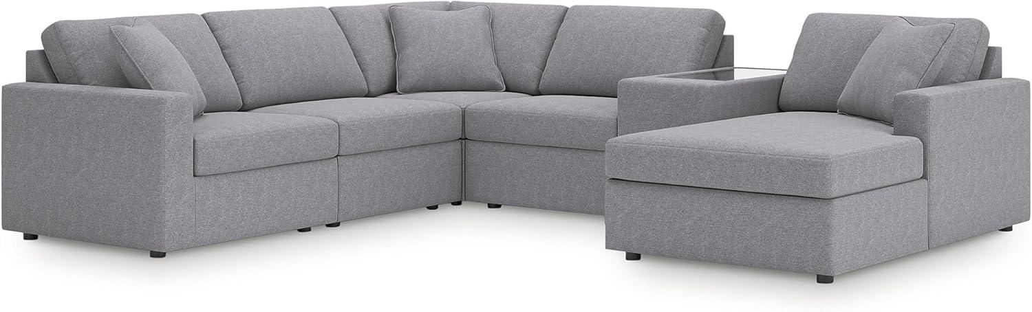 imageSignature Design by Ashley Modmax Contemporary Modular Stain Resistant 3Piece Sofa with Removable Zippered Covers and 2 Accent Pillows Reversible Back and Seat Cushions BlueLight Gray