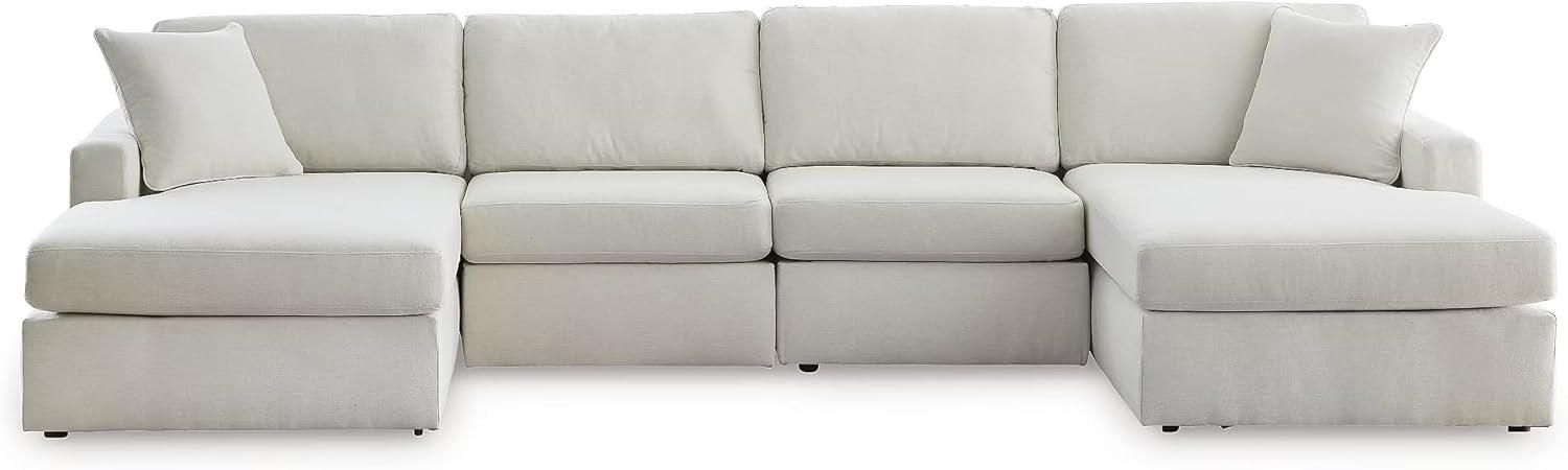 imageSignature Design by Ashley Modmax Contemporary Modular Stain Resistant 3Piece Sofa with Removable Zippered Covers and 2 Accent Pillows Reversible Back and Seat Cushions BlueBeige